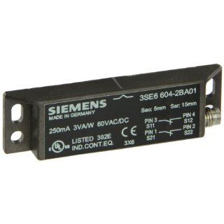 Siemens 3SE6 604 2BA01 Magnetic Monitoring System Rectangular Sensor Unit, Switch Block With M8 Male Receptacle, 25 x 88mm Size, 2 NC Contacts Electronic Component Sensors