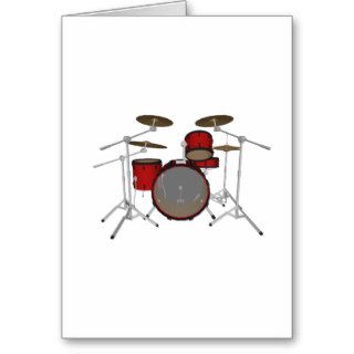 Drums Red Drum Kit 3D Model Greeting Card