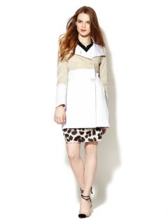 Anya Cotton Color Block Coat by Tahari Outerwear