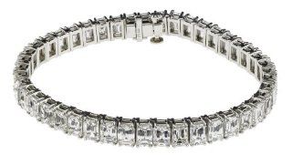 Platinum 4 Prong Emerald Cut Diamond Tennis Bracelet (24.65 cttw, E F Color, VVS1 VVS2 Clarity), 7" Jewelry