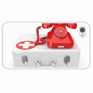 Customise Apple Iphone 4 4S 3D Doctor Call Symbols Phone Suitcase White Background Of Hard White Cellphone Skin For Men Cell Phones & Accessories