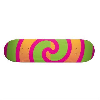 Fun Hot Pink Lollipop Swirl Design Green Yellow Skateboard Deck