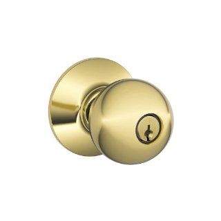 Schlage F80ORB605 Polished Brass Orbit Orbit Storeroom Door Knob Set   Doorknobs  