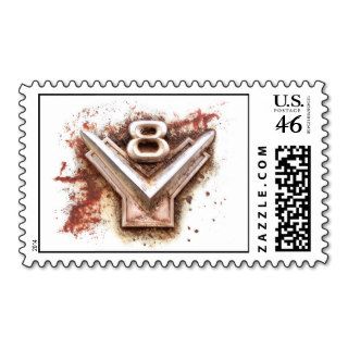 From classic car Rusty old v8 badge in chrome Postage Stamp