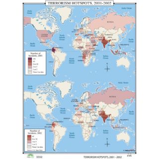 Universal Map World History Wall Maps   Terrorism Hot Spots 2001 2002