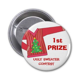1st Prize Ugly Sweaters Holiday Contest Button