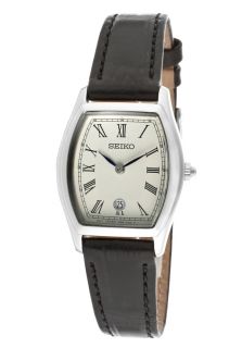 Seiko SXB405  Watches,Womens Ivory Dial Black Leather, Casual Seiko Quartz Watches
