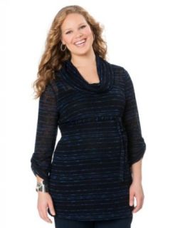 Motherhood Plus Size Convertible Sleeve Tie Front Maternity Sweater Tunic