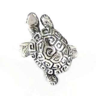 Exotic and Rare Greek Key Turtle Shell .925 Silver Ring (Thailand) Rings