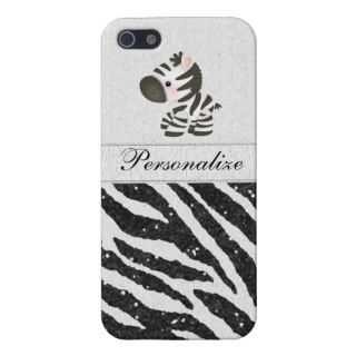 Zebra, Black Faux Glitter & Printed Ribbons Covers For iPhone 5
