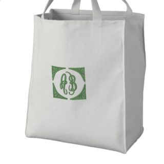 Your initial. Customizable Green Monogram Embroidered Bags