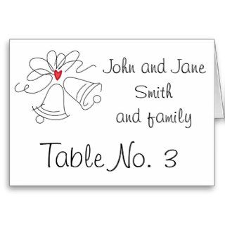 Simple wedding bells custom table number cards