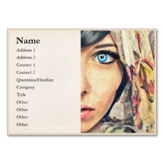 Blue Eye classic watercolor portrait painting b Business Card Template