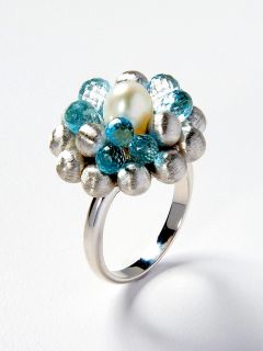 Aquamarine and Pearl Ring by Marco Bicego