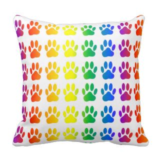Rainbow Dog Pawprint Pillow
