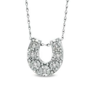 ® Diamond Accent Horseshoe Pendant in Sterling Silver   17   Zales