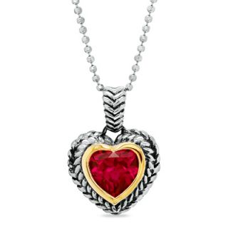Lab Created Ruby Heart Pendant in Sterling Silver and 14K Gold   Zales