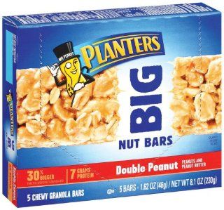 Planters Big Nut Bars, Double Peanut, 8.1 Ounce, 5 Count Cartons (Pack of 10)  Snack Food  Grocery & Gourmet Food