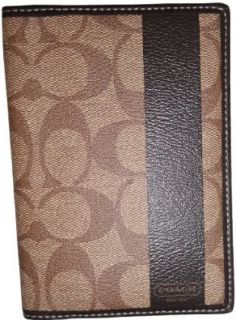 Coach Heritage Stripe Signature Passport Case Wallet Khaki/Brown Shoes