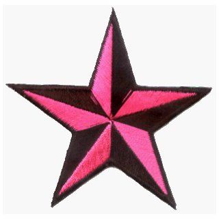 Pink Black Tattoo Nautical 3D Star Rockabilly Embroidered Iron on Biker Patch Clothing
