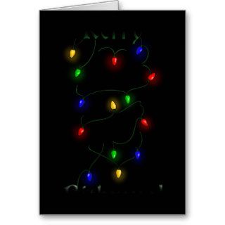 Miniature Pinscher Christmas Lights Greeting Card