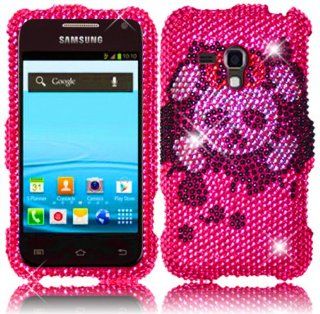 For Samsung Galaxy Rush M830 Full Diamond Bling Cover Case Pink Skull Cell Phones & Accessories