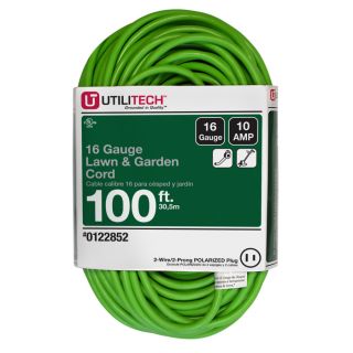 Utilitech 100 ft 10 Amp 16 Gauge Lime Green Outdoor Extension Cord