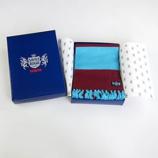 luxury youth football scarf claret & blue by savile rogue