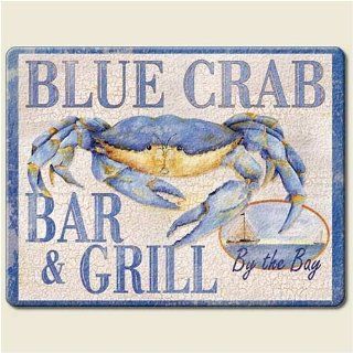 Tempered Glass Blue Crab Bar & Grill Cutting Board Kitchen & Dining