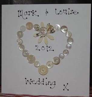 personalised vintage button wedding card by kitty's