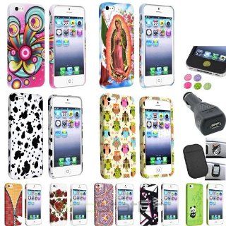 XMAS SALE Hot new 2014 model Color Patterned Clip on Plastic Case+Mat+BLK Charger+Sticker For iPhone 5 5SCHOOSE COLOR Cell Phones & Accessories