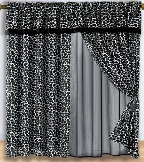 Shop 2 Panel White Black Giraffe Micro Fur Window Curtain / Drape Set with Attach Valance & Tassels at the  Home Dcor Store