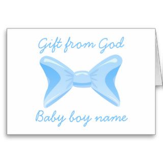 Baby boy Gift God Blue bow Bible verse Greeting Card