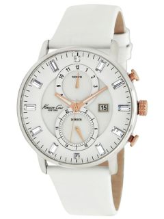 Womens White Leather & Crystal Watch by Kenneth Cole Watches