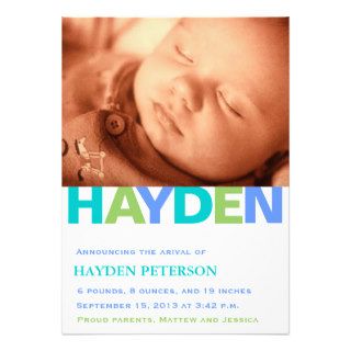 Baby Boy Announcement Custom Modern Photo