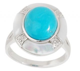 As Is Turquoise and Mother of Pearl Inlay Sterling Ring —