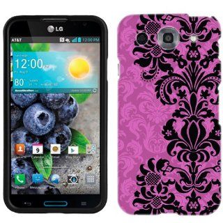LG Optimus G PRO Black on Pink Floral Damasks Phone Case Cover Cell Phones & Accessories