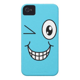 Crazy Winking Cartoon Smiley Face iPhone 4 Case Mate Cases
