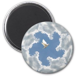 silver lining cloud white dove refrigerator magnet