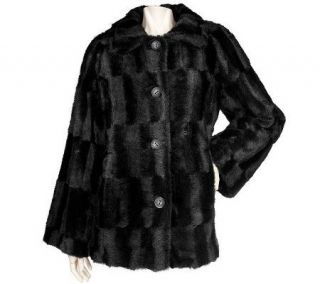 Dennis Basso Faux Fur A Line Coat with Brushed Pattern —