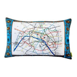 upcycled vintage paris metro map cushion by hunted and stuffed