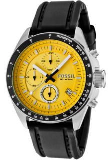 Fossil CH2648  Watches,Mens Decker Chronograph Yellow Dial Black Silicon, Chronograph Fossil Quartz Watches