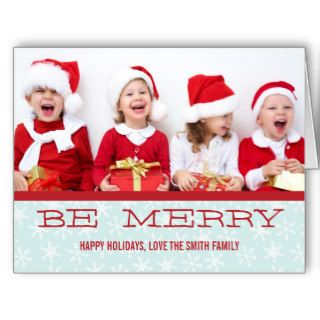 Red Blue, Be Merry Photo Holiday Greeting Cards
