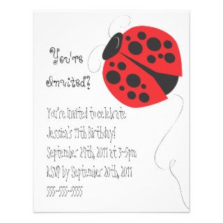 Ladybug illustration birthday invitation