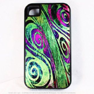 Metallic Lime Green & Purple Abstract Art iPhone 4 Case   iPhone 4s Case   Tides of Lime   Protective iPhone 4 BOX Case Cell Phones & Accessories