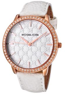Michael Kors MK2223  Watches,Womens White Swarovski Crystal White Pattern Dial White Leather, Casual Michael Kors Quartz Watches