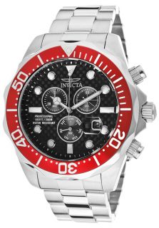 Invicta 12570  Watches,Pro Diver Chrono Silver Tone Steel Bracelet Black Carbon Fiber Dial, Casual Invicta Quartz Watches