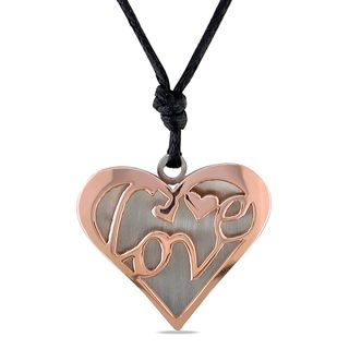 Miadora Italian Two tone Stainless Steel Heart Necklace Miadora Heart Necklaces
