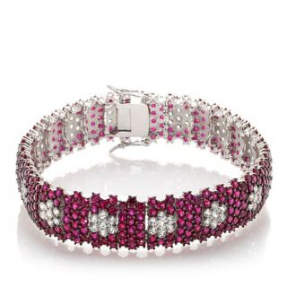 Jean Dousset Absolute™ and Created Ruby Sterling Silver "Floral" Bracelet