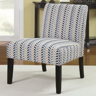 Coaster Home Furnishings 902059 Contemporary Leaf Armless Accent Chair, Blue and Beige   Armchairs